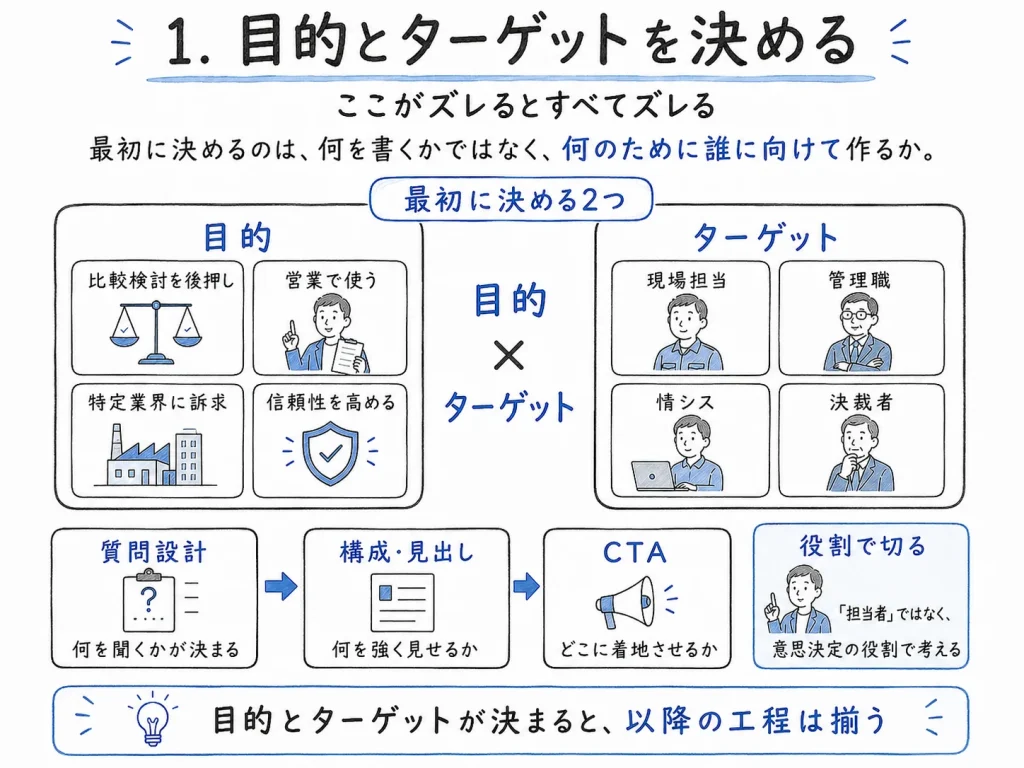 導入事例制作 完全ガイド_ビズログ_目的とターゲットを決める　～ここがズレるとすべてズレる