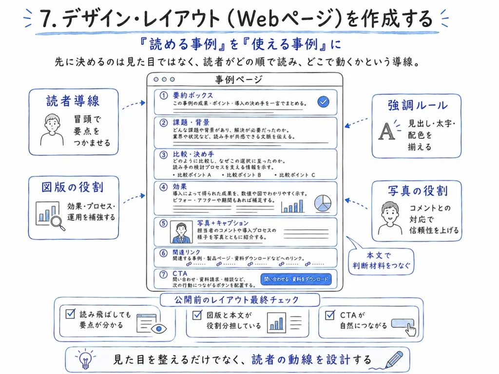 導入事例制作 完全ガイド_ビズログ_デザイン・レイアウト（Webページ）を作成する　～「読める事例」を「使える事例」に